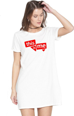HouseOfCommon Women T Shirt White Above Knee/Mid Thigh Length Dress