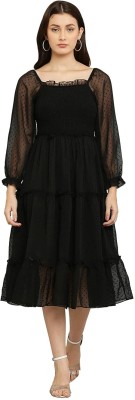 Trendy fashionstore Women Ethnic Dress Black Dress