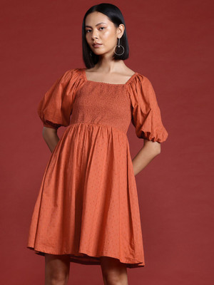 all about you Women A-line Red Above Knee/Mid Thigh Length Dress