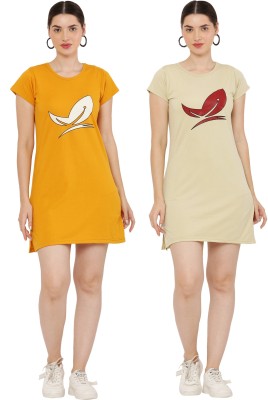 PREEGO Women T Shirt Yellow, Beige Dress