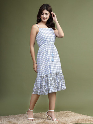 Sangria Women A-line Blue Midi/Calf Length Dress