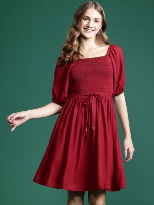 Dressberry Women A-line Maroon Dress