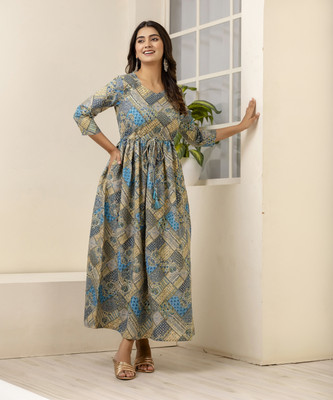 Nayo Fab Women Ethnic Dress Multicolor Maxi/Full Length Dress