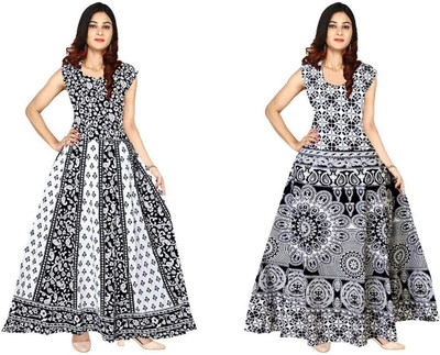 RADHA RANI COLLECTION Women A-line Multicolor Maxi/Full Length Dress