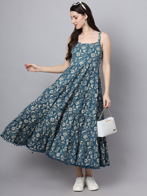CORSICA Women Fit and Flare Green Midi/Calf Length Dress