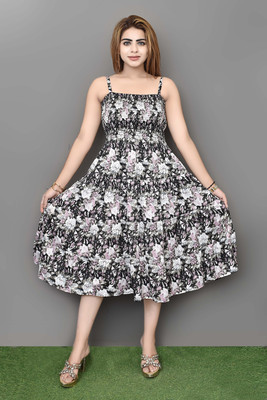 Talha Fashion Women A-line Multicolor Midi/Calf Length Dress