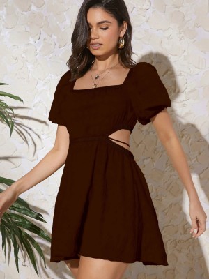 Aahwan Women A-line Brown Dress