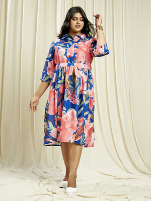 Globus Women A-line Blue Midi/Calf Length Dress
