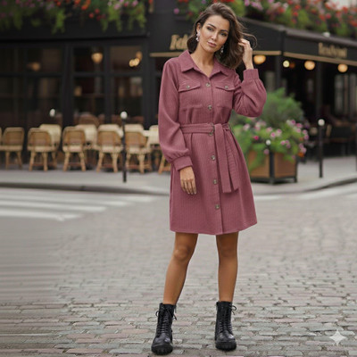 Mayneisha Women Fit and Flare Purple Knee Length Dress