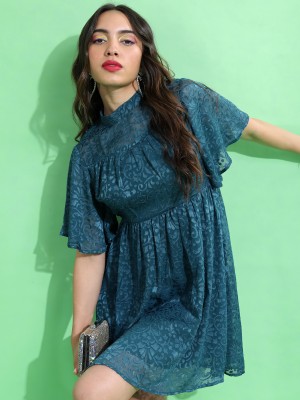 Tokyo Talkies Women Gathered Blue Dress