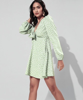 Berrylush Women A-line Green Mini/Short Dress