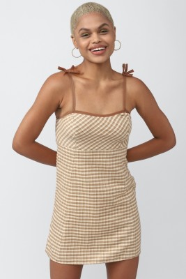 FOREVER 21 Women A-line Beige Dress