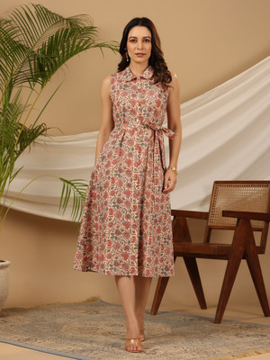 Juniper Women A-line Pink Midi/Calf Length Dress