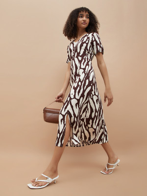 Fame Forever by Lifestyle Women A-line Brown Midi/Calf Length Dress
