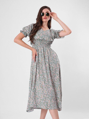 clobug Women Fit and Flare Green Midi/Calf Length Dress
