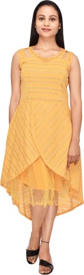 WellDrezz Women Wrap Yellow Dress