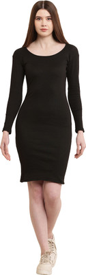 Shyammc Women Bodycon Black Above Knee/Mid Thigh Length Dress