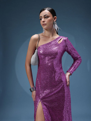 bebe Women Sheath Purple Midi/Calf Length Dress