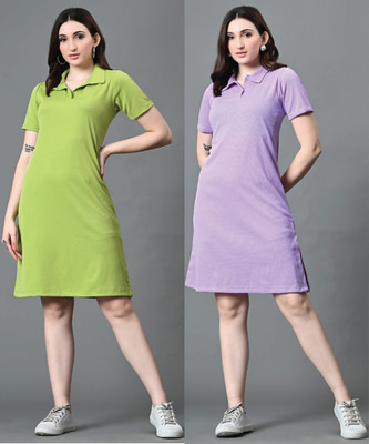 Christy World Women A-line Multicolor Below Knee Dress