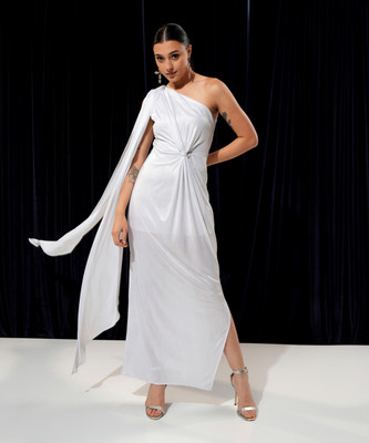 Tokyo Talkies Women Maxi Silver Full Length Dress