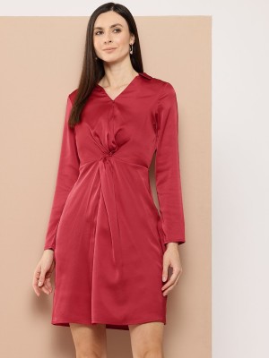 CHEMISTRY Women A-line Maroon Dress