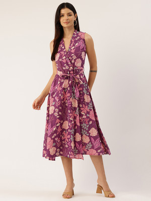 Feranoid Retail Women Wrap Purple Midi/Calf Length Dress