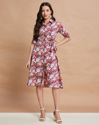 Moda Rapido Women Shirt Multicolor Knee Length Dress