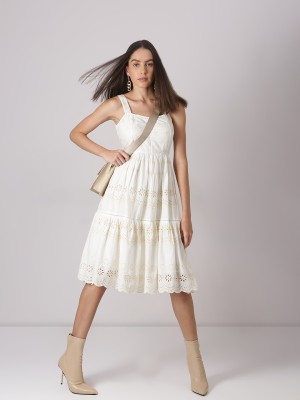 VERO MODA Women Fit and Flare White Dress