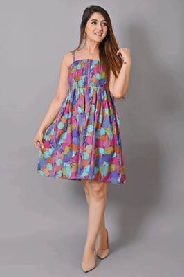 IQRAAR Women Fit and Flare Multicolor Knee Length Dress