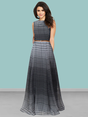 NAVYANKAA Flared/A-line Gown(Black, Grey)