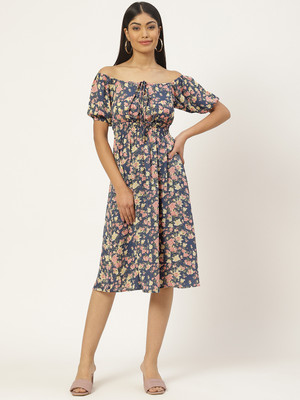 Moda Rapido Women A-line Multicolor Midi/Calf Length Dress