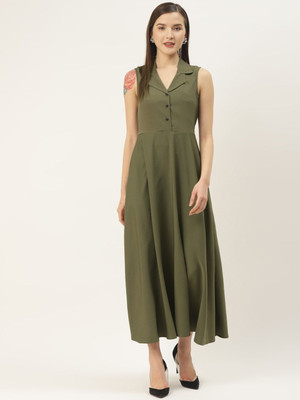 CHEMISTRY Women A-line Light Green Midi/Calf Length Dress