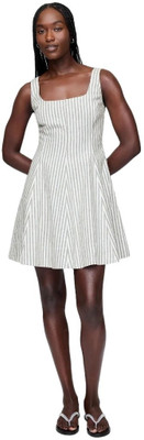 GAP Women A-line Green, White Above Knee/Mid Thigh Length Dress