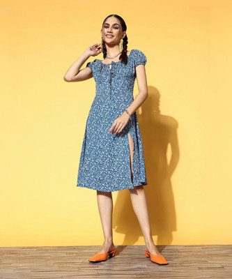 Berrylush Women A-line Multicolor Midi/Calf Length Dress