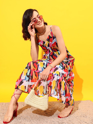 STREET9 Women Peplum Multicolor Maxi/Full Length Dress