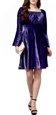 Garima Fashion Women Fit and Flare Purple Above Knee/Mid Thigh Length Dress
