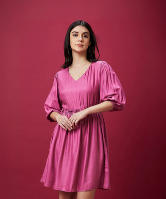 Globus Women A-line Pink Above Knee/Mid Thigh Length Dress
