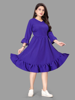 HOUSE OFF COMMON Women A-line Purple Knee Length Dress