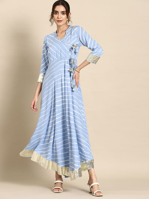 all about you Women Wrap Blue Maxi/Full Length Dress