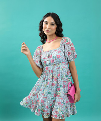 Tokyo Talkies Women Fit and Flare Multicolor Above Knee/Mid Thigh Length Dress