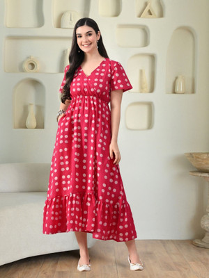 Sangria Women A-line Pink Maxi/Full Length Dress