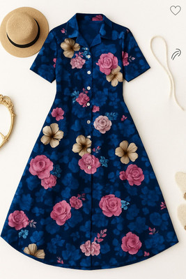 Westland Women A-line Blue Knee Length Dress