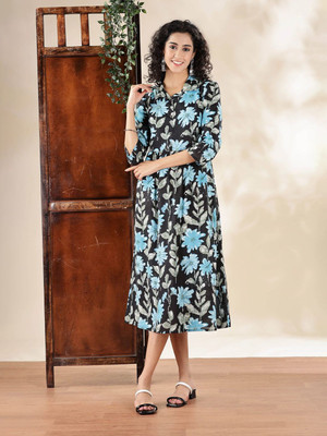 ANOUK Women A-line Black Maxi/Full Length Dress