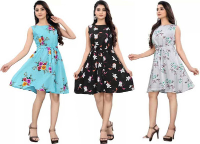 AK Fashion Women A-line Multicolor Knee Length Dress