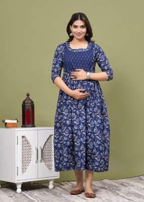 Akshara Fashion Women A-line Multicolor Midi/Calf Length Dress