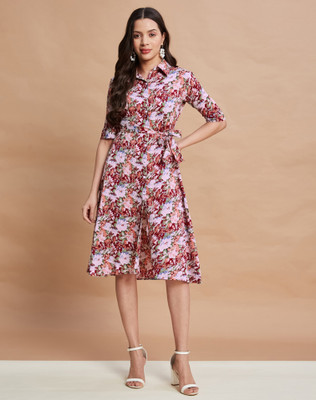 Moda Rapido Women Shirt Multicolor Knee Length Dress