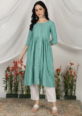 Tzelynn Women Embroidered Anarkali Kurta(Multicolor)
