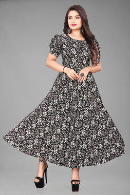 HouseOfCommon Women A-line Multicolor Maxi/Full Length Dress