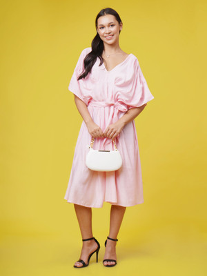 LOOMFRESH Women A-line Pink Maxi/Full Length Dress