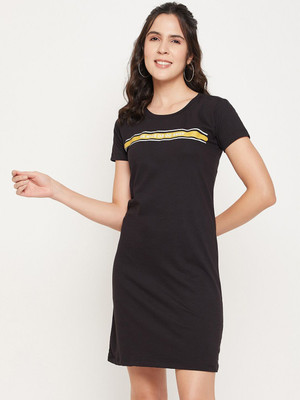 Mast & Harbour Women T Shirt Black Above Knee/Mid Thigh Length Dress